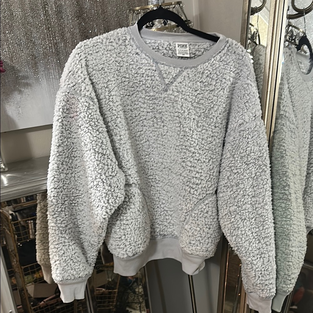 Cozy Gray Sherpa Sweatshirt